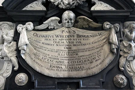 Epitaaf van Olivarius Wredius, na