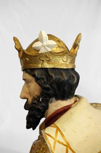 Koningsbeeld met rijksappel, voor